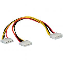 Stromadapter 4-Pin Molex Stecker auf 2x 4-Pin Molex Buchse (10cm) 