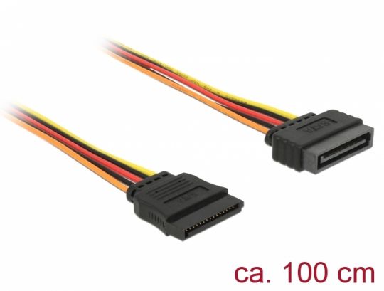 1m Verlängerungskabel Power SATA 15 Pin Stecker > SATA 15 Pin Buchse 100 cm 