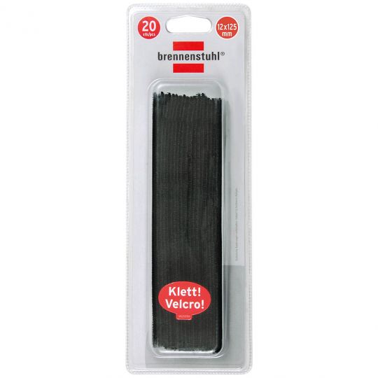 20Stk. Klett Kabelbinder Schwarz 12,5cm 