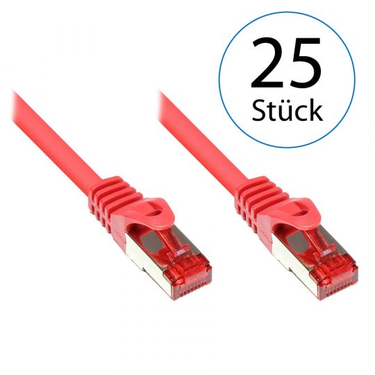 10,0m LAN Netzwerkkabel Cat.6 Rot - 25er Pack 