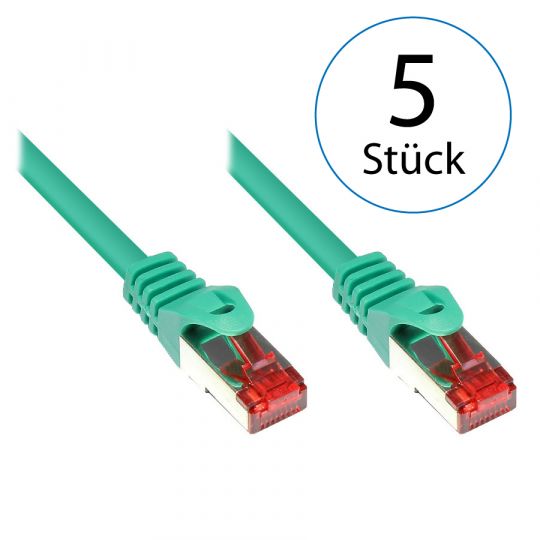 10,0m LAN Netzwerkkabel Cat.6 Grün - 5er Pack 