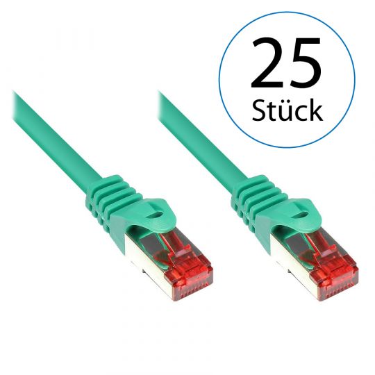 1,0m LAN Netzwerkkabel Cat.6 Grün - 25er Pack 