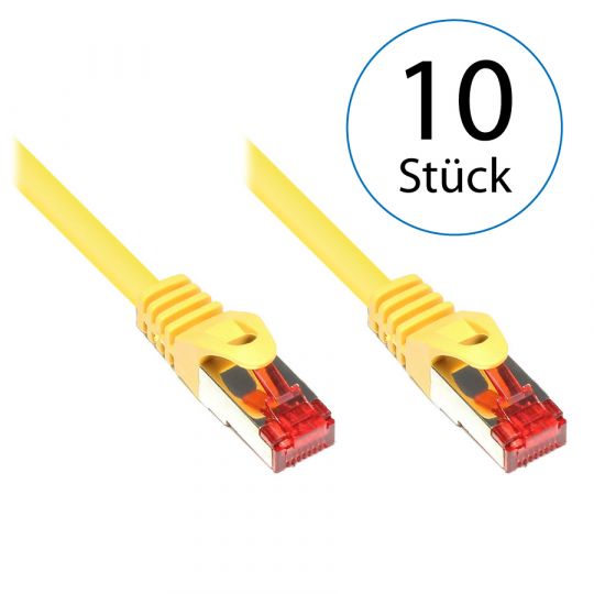 10,0m LAN Netzwerkkabel Cat.6 Gelb - 10er Pack 