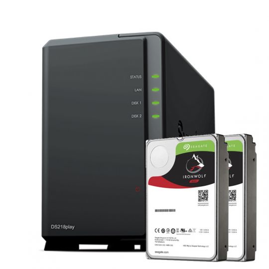 2-Bay Synology DiskStation DS218play NAS + 2x 4TB NAS HDD 