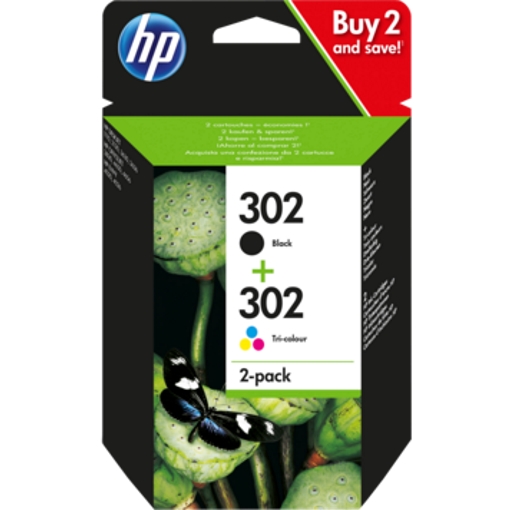 HP 302 Tintenpatrone 2er-Pack - Schwarz, Cyan, Magenta, Gelb 