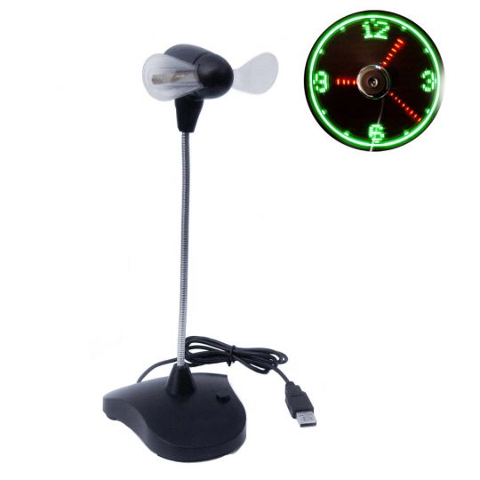 USB Ventilator mit LED Anzeige (UHR) 