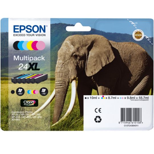 Epson 24 XL Tinte Multipack Schwarz, Gelb, Cyan, (hell) Cyan, Magenta, (hell) Magenta 