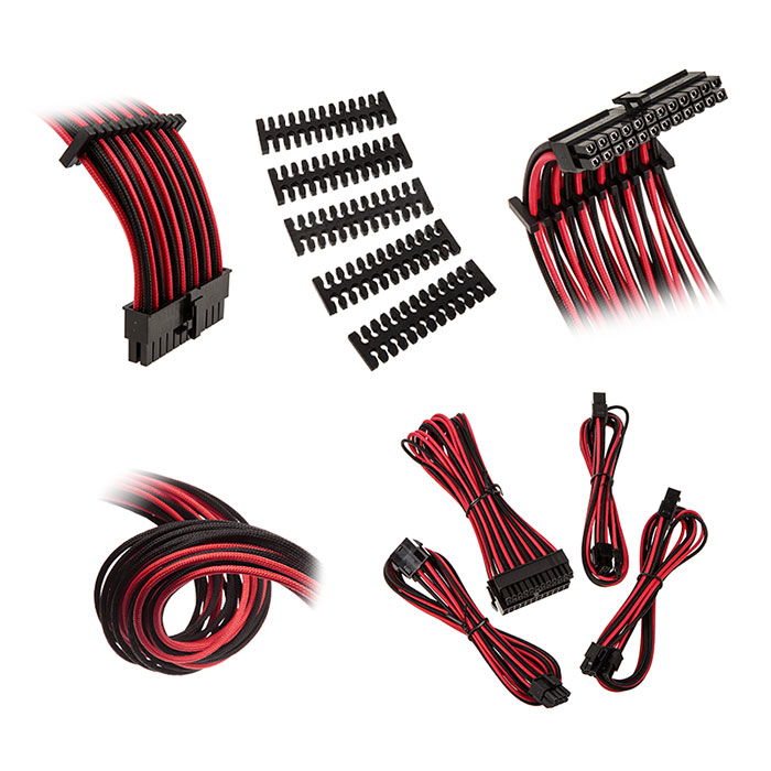 Bitfenix Alchemy 2.0 Verlängerungs-Kit Textilgewebe Schwarz / Rot 