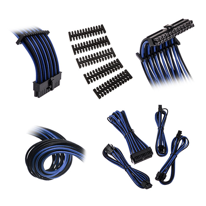 Bitfenix Alchemy 2.0 Verlängerungs-Kit Textilgewebe Schwarz / Blau 
