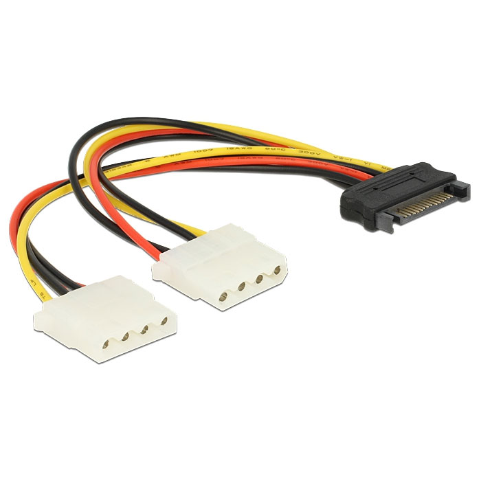 Delock Power SATA 15 Pin > 2x 4-Pin PCI Molex 