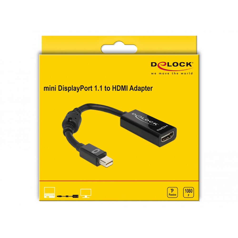 Delock Adapter mini DisplayPort 1.1 Stecker > HDMI Buchse Passiv 