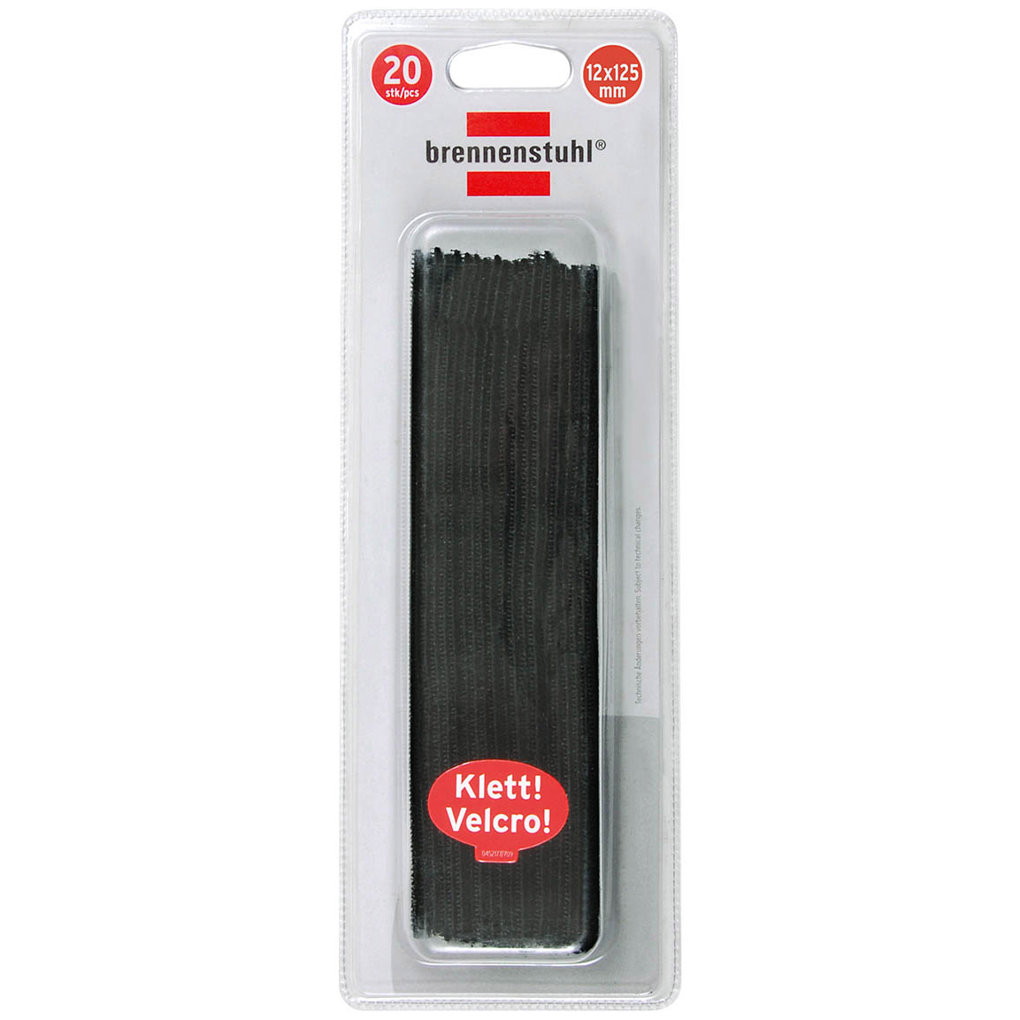 20Stk. Klett Kabelbinder Schwarz 12,5cm 