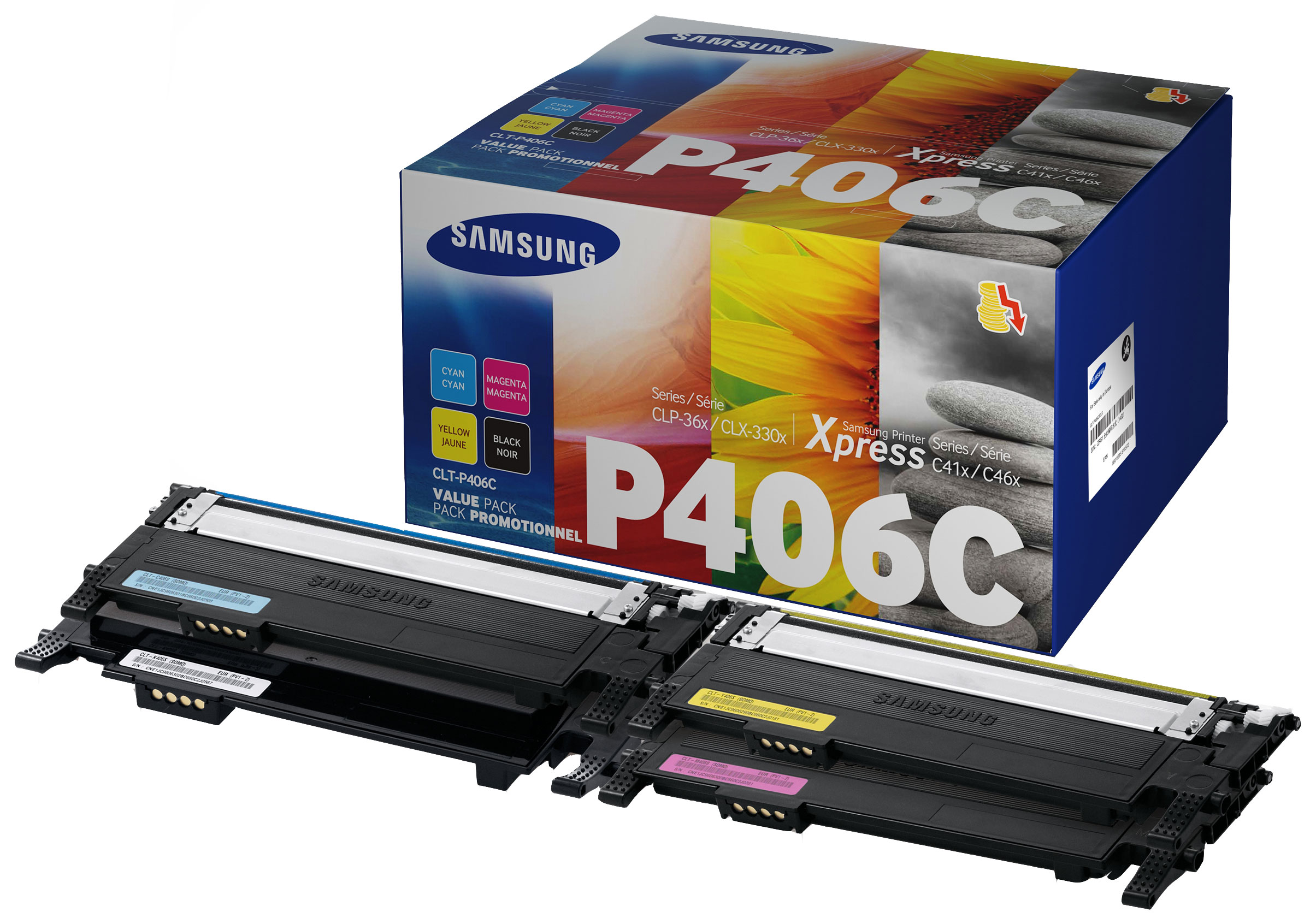 Samsung CLT-P406C Rainbow Kit Toner Schwarz, Gelb, Cyan, Magenta 