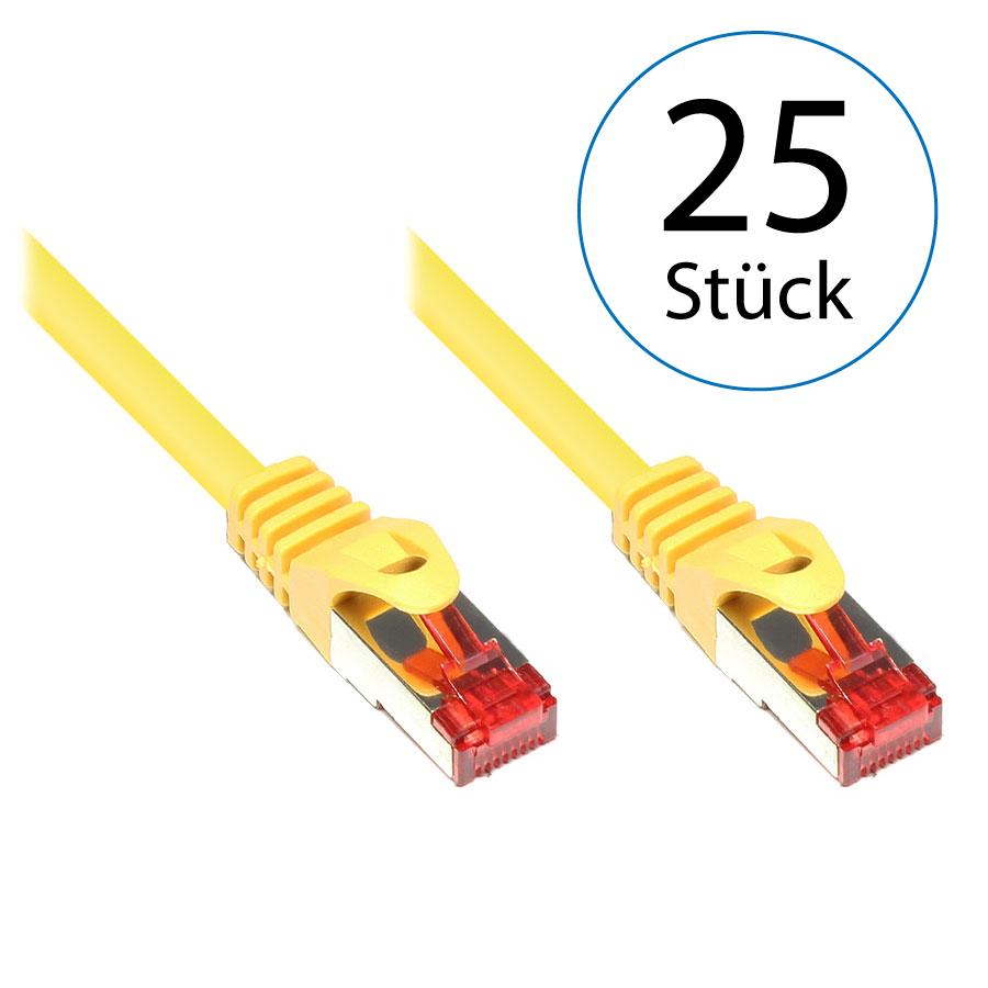10,0m LAN Netzwerkkabel Cat.6 Gelb - 25er Pack 
