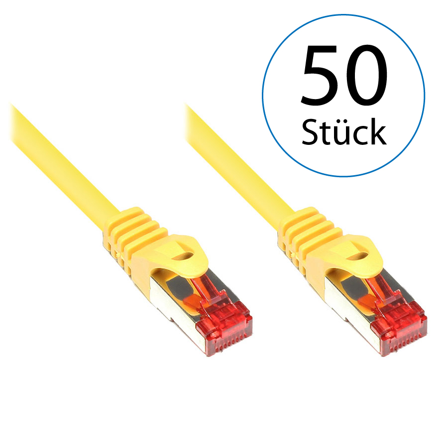 10,0m LAN Netzwerkkabel Cat.6 Gelb - 50er Pack 