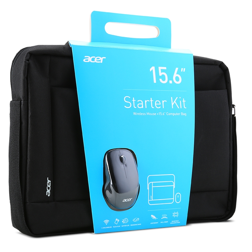 39,62cm (15,6 Zoll) Acer Notebook Starter Set 15,6" - Notebooktasche Schwarz 