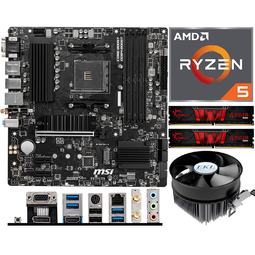 Aufrüstkit AMD Ryzen 5 5650GE (6x 3,4GHz) + 16GB RAM + MSI B550M Pro-VDH WIFI Mainboard 