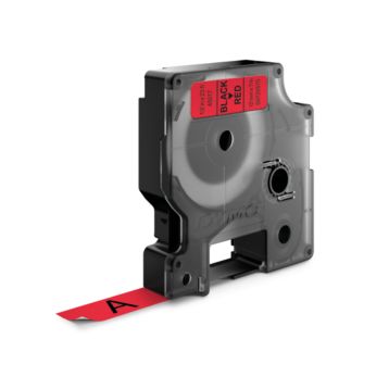 Dymo D1 Standardetiketten 12mm Schwarz auf Rot 