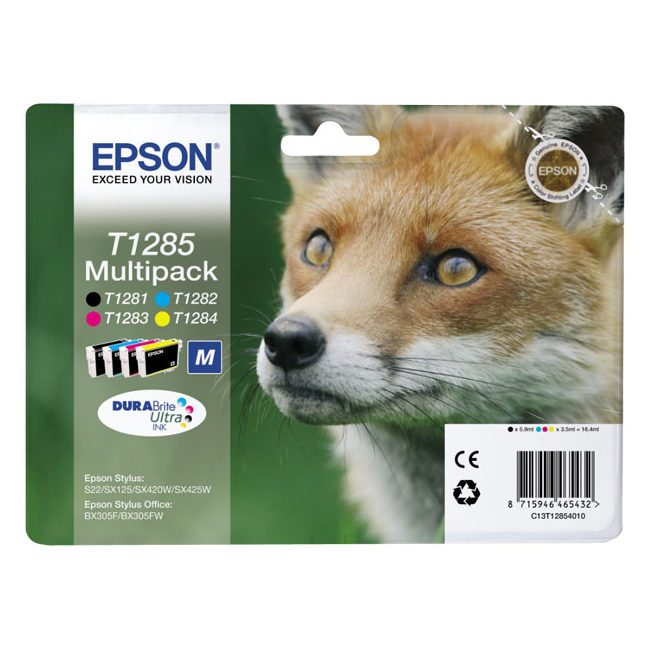 Epson T1285 Tintenpatrone Multipack - Schwarz, Gelb, Cyan, Magenta 