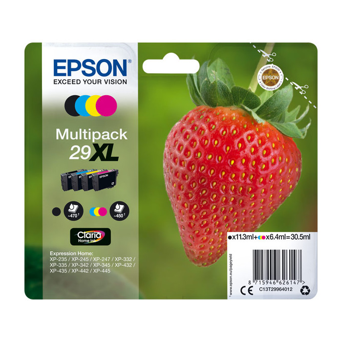 Epson 29 XL Multipack (C13T29964010) Tintenpatrone Schwarz, Gelb, Cyan, Magenta 