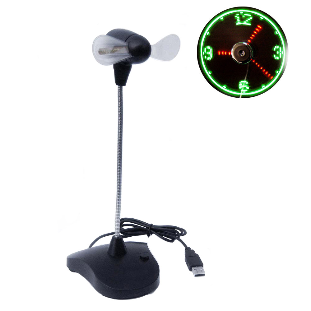 USB Ventilator mit LED Anzeige (UHR) 